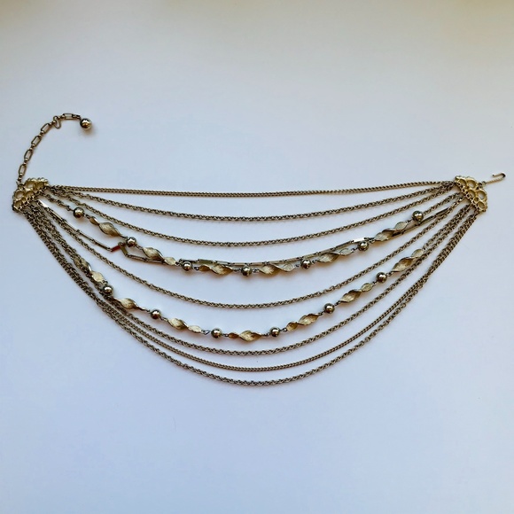 Vintage Kramer Gold 10-Strand Chain Necklace - Picture 1 of 2